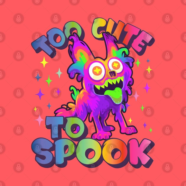 Too Cute To Spook Rainbow Wolf Ghost Funny Joke by RuftupDesigns