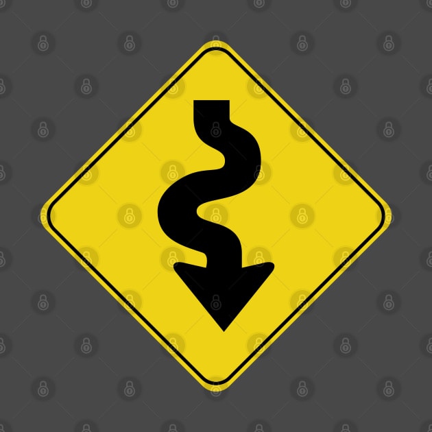 Caution Road Sign Swervy Down Arrow by shanestillz