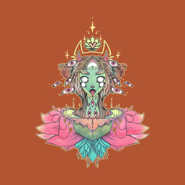 Sacred Lotus Flower Monster Girl by cellsdividing