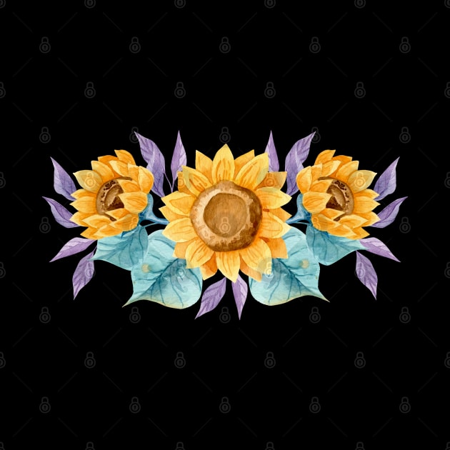 Watercolor Sunflower Border by Mako Design 