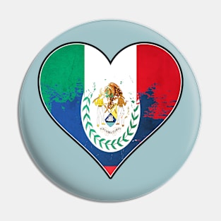 Mexican and Belizean Heart Mix Heritage Flag Pin