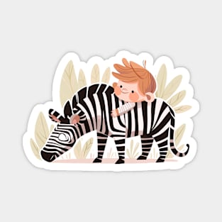 Cute Zebra Animal Loving Cuddle Embrace Children Kid Tenderness Magnet