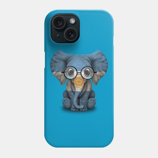 Baby Elephant with Glasses and Argentine Flag Phone Case by jeffbartels