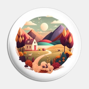 House Nestled in the Mountains Pin