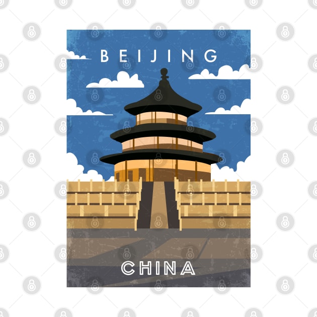 Beijing, China. Retro travel poster by GreekTavern