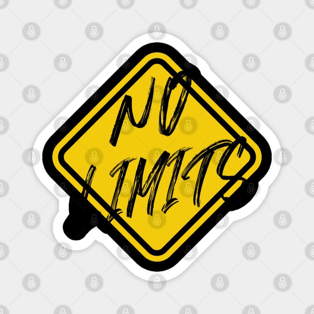 No Limits Yellow Warning Traffic Sign Magnet by Adrian's Outline