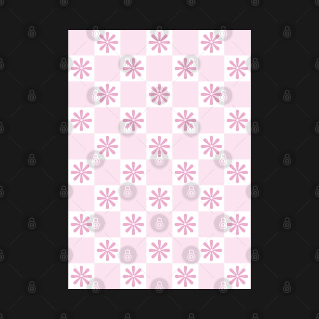 Retro Pink Checkered Floral Pattern by Just a Cute World