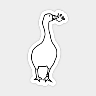 White Goose Steals Crown Outline Magnet