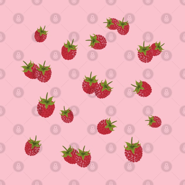 Sweet Raspberry Delight - Cute Raspberry Fruit Design for Food Lovers by HelenSokolovaDesign