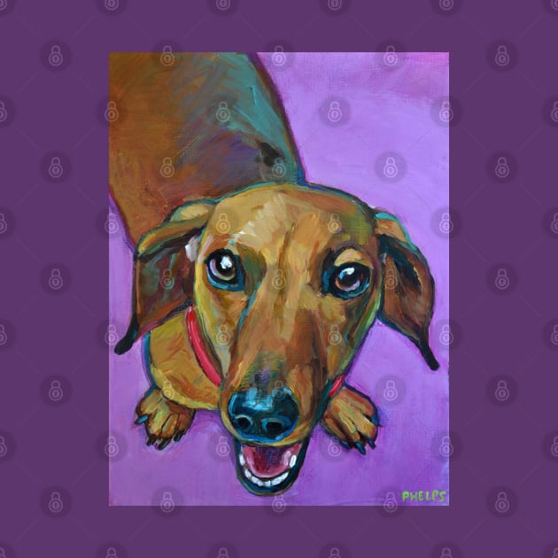 Cute SMILING DACHSHUND by RobertPhelpsArt