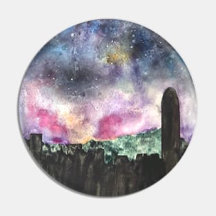 galaxy painting Hong Kong skyline Pin