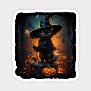 Black Cat Halloween Magnet