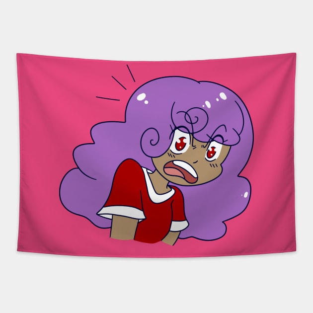 Angry Purple-Haired Girl Tapestry by saradaboru