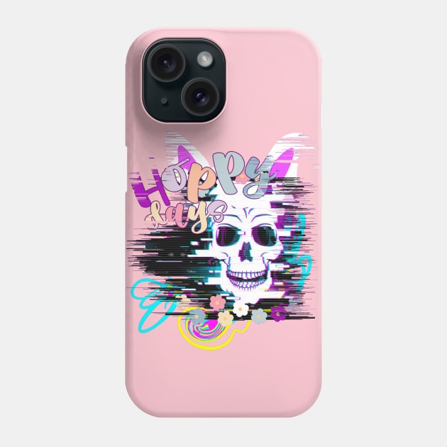 Glitch Vaporwave Aesthetic Pastel Goth Skull Glitch Art Phone Case by alcoshirts