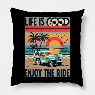 Retro Vintage Jeep - Enjoy the life Pillow