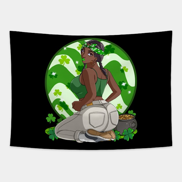 African American Leprechaun St. Patricks Day Tapestry by Noseking