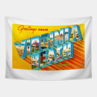 Greetings from Virginia Beach - Vintage Large Letter Postcard Tapestry