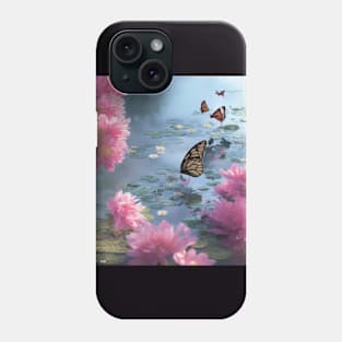 Water lilies, flowers and butterflies Phone Case