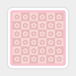 Blush Pink Vintage Flower Checkers Magnet