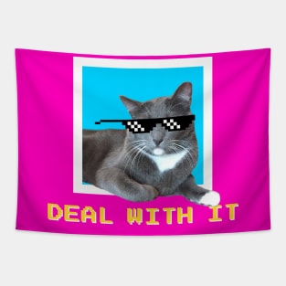 Deal With It! Sunglass Cat Meme Tapestry