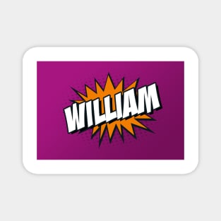 Personalised 'William' Kapow Wow Cartoon Comic Design Magnet