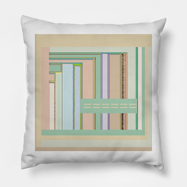 Circuit Board Blips graphic design in tan terra cotta blue green Pillow by djrunnels