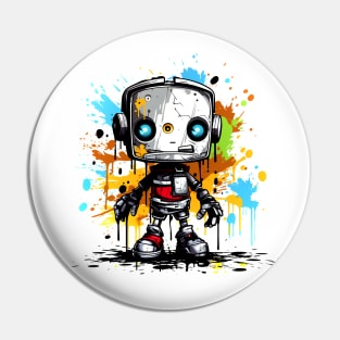 Cute cartoon Robot. Funny cyborg. Pin