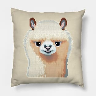 Fluffy and Adorable Alpaca Pixel Pillow