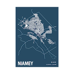 Niamey Blueprint Street Map, Niamey Colour Map Prints T-Shirt