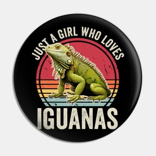 Just A Girl Who Loves Iguanas Funny Iguana Pin