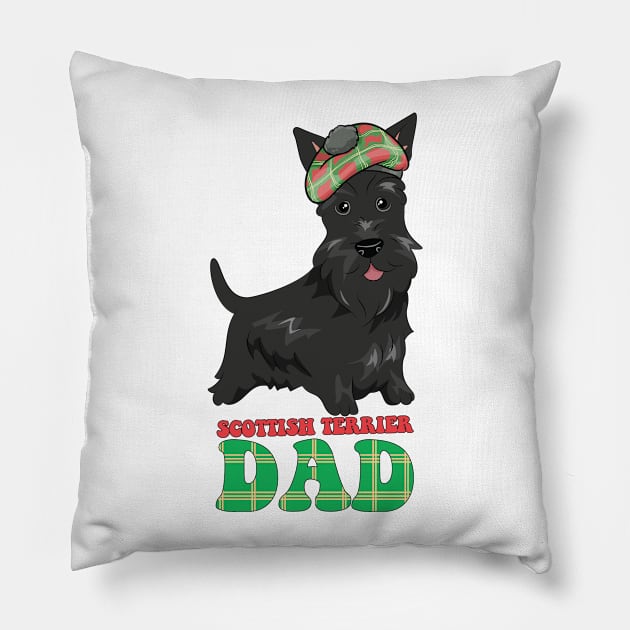 Funny Scottish Terrier Cartoon Art Pillow by USProudness