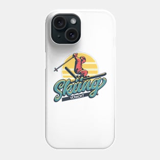 Retro Style Vermont Skiing Design Phone Case