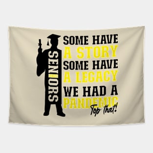 Pandemic Graduation | Black And Yellow  Text Boys Funny Graduation Tapestry