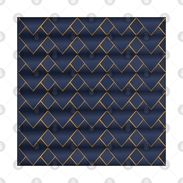 Golden triangular pattern on navy blue background filling the frame. by ikshvaku