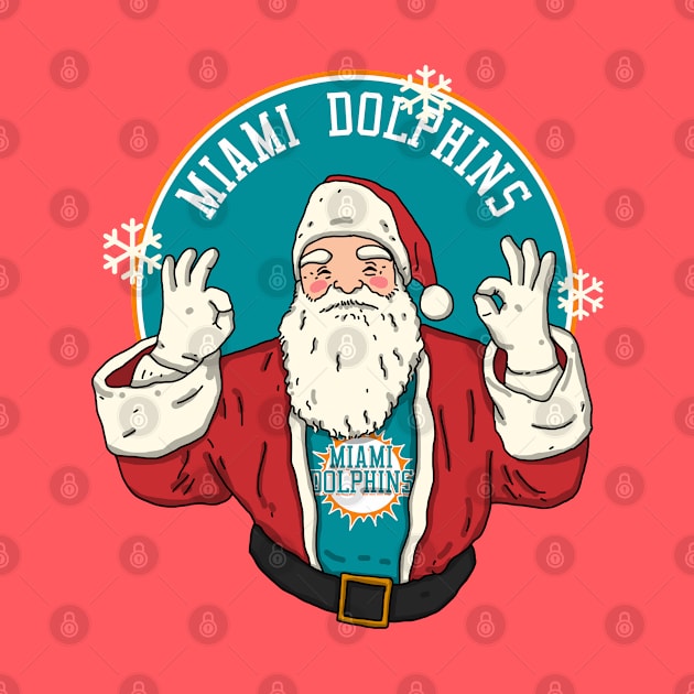 Santa Claus Loves Miami Dolphins by Luna Illustration