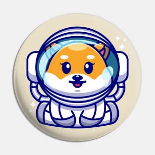 Cute baby shiba inu dog wearing an astronaut suit, cartoon character Pin