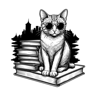 Cat on Top of Books T-Shirt