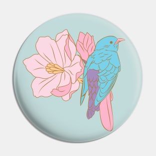 Bird and flowers Pin