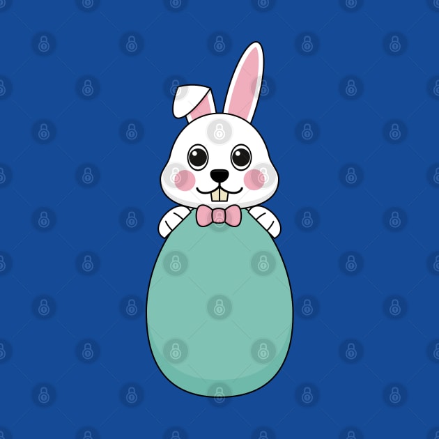 Cute White Bunny Holding Easter Egg by BirdAtWork