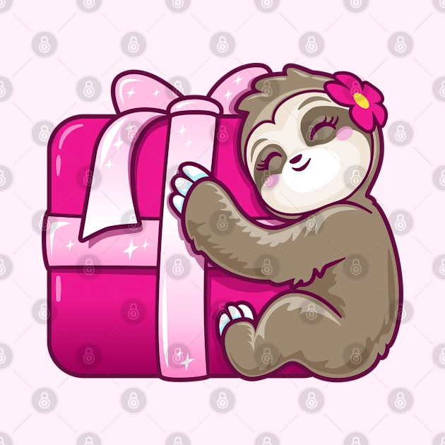 Sloth gift pink present by PnJ