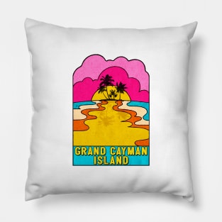 Grand Cayman Island Groovy Sunset 70's Hippie Hippy Vintage Pillow