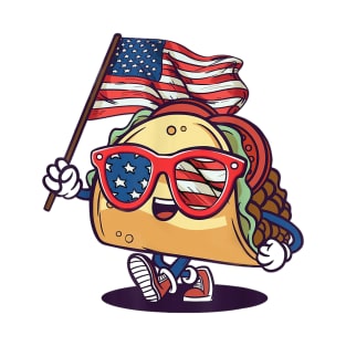 Taco Sunglasses American Flag USA Funny 4th Of July Gifts T-Shirt