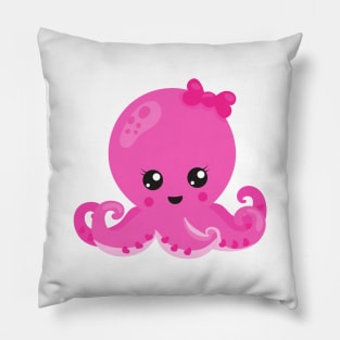 Cute Octopus, Little Octopus, Baby Octopus, Hearts Pillow