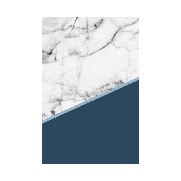 Real White Marble Half Ocean Sapphire Steel Blue by fivemmPaper