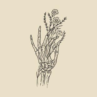 Skeleton Hand with Wildflowers T-Shirt