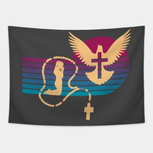 retro christian prayer gift Tapestry