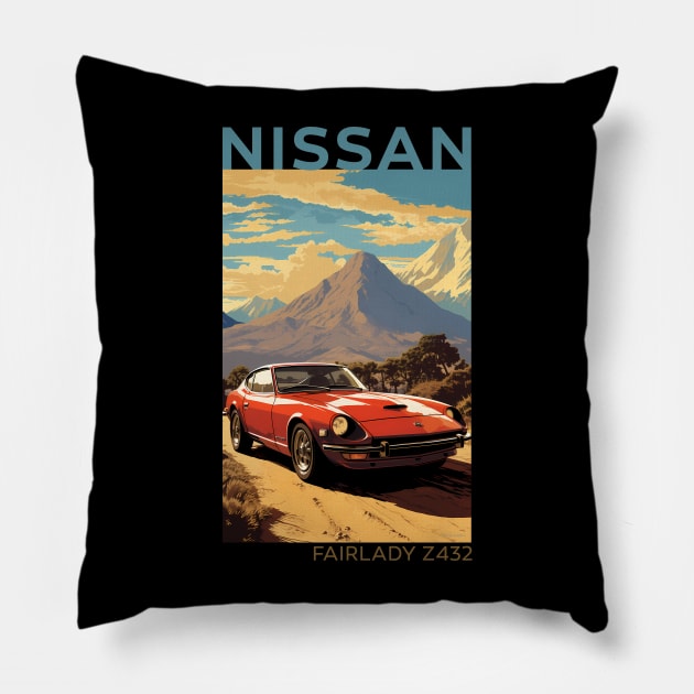 Reviving Legends: The Nissan Fairlady Z432 Homage Design Pillow by MaxDeSanje 