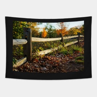 Rustic Wooden Fence in Autumn Tapestry