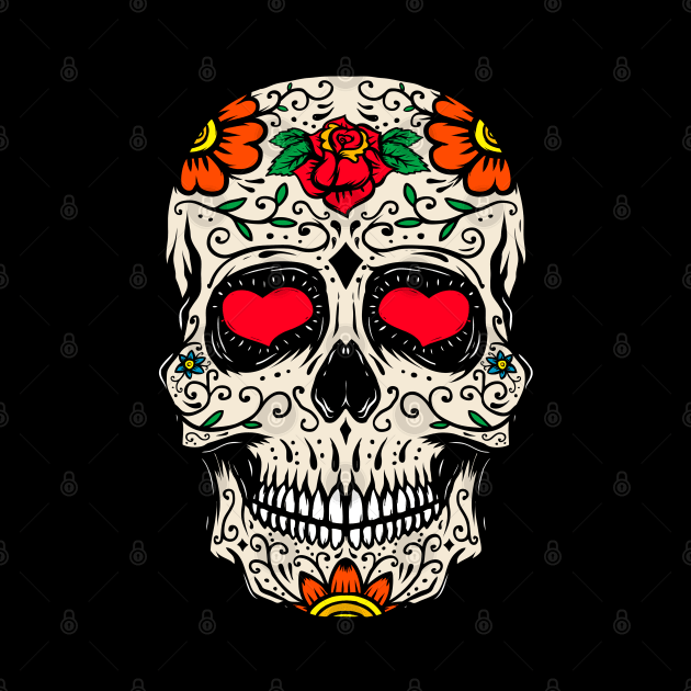 colorful Sugar Skull by Hispaniola-Fineart