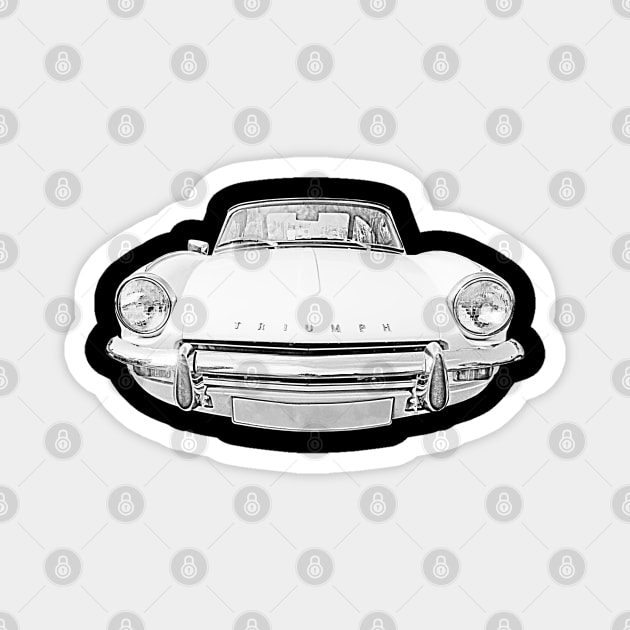 Triumph Spitfire Mk3 1960s British classic car monochrome Magnet by soitwouldseem